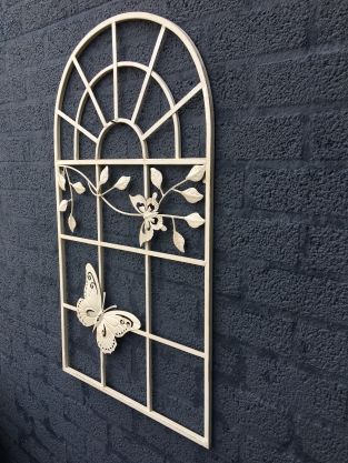 Butterfly window model, metal old-white-rust